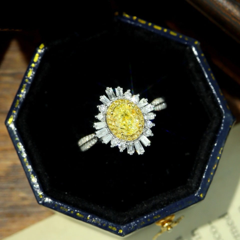 14k Gold 1.28 Ctw Natural Yellow Diamond & Diamond Ring - 6