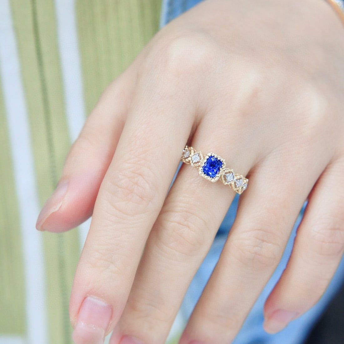 14k Gold 1.08 Ctw Natural Sapphire & Diamond Ring - 5