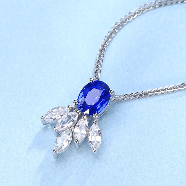 14k Gold 1.03 Ctw Natural Sapphire & Sapphire Pendant( Without Chain ) - 2
