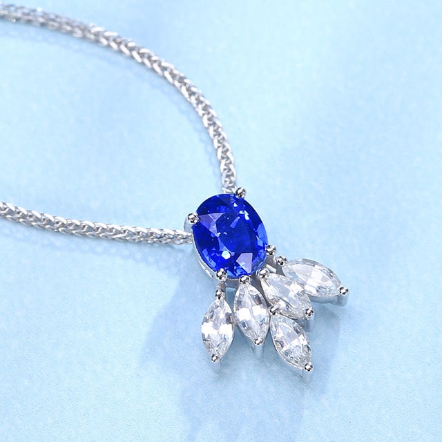 14k Gold 1.03 Ctw Natural Sapphire & Sapphire Pendant( Without Chain ) - 3