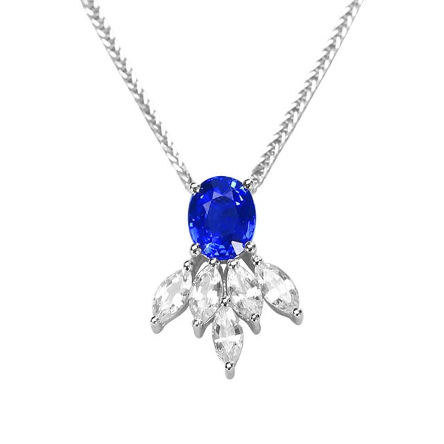14k Gold 1.03 Ctw Natural Sapphire & Sapphire Pendant( Without Chain ) - 5