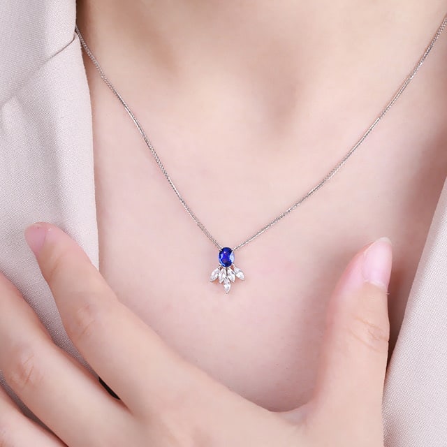 14k Gold 1.03 Ctw Natural Sapphire & Sapphire Pendant( Without Chain ) - 6