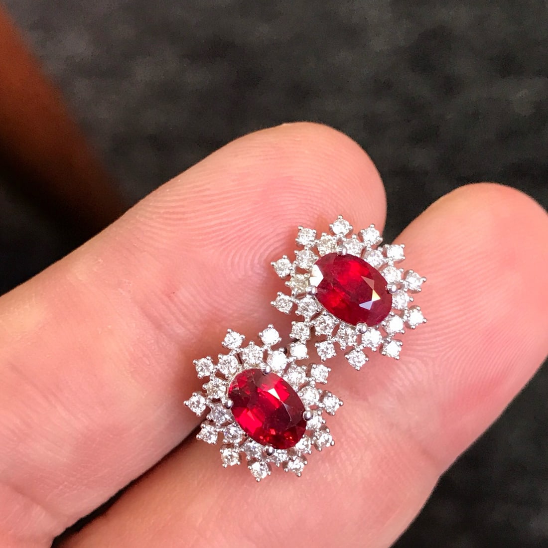 14k Gold 2.26 Ctw Natural Ruby & Diamond Earrings - 2