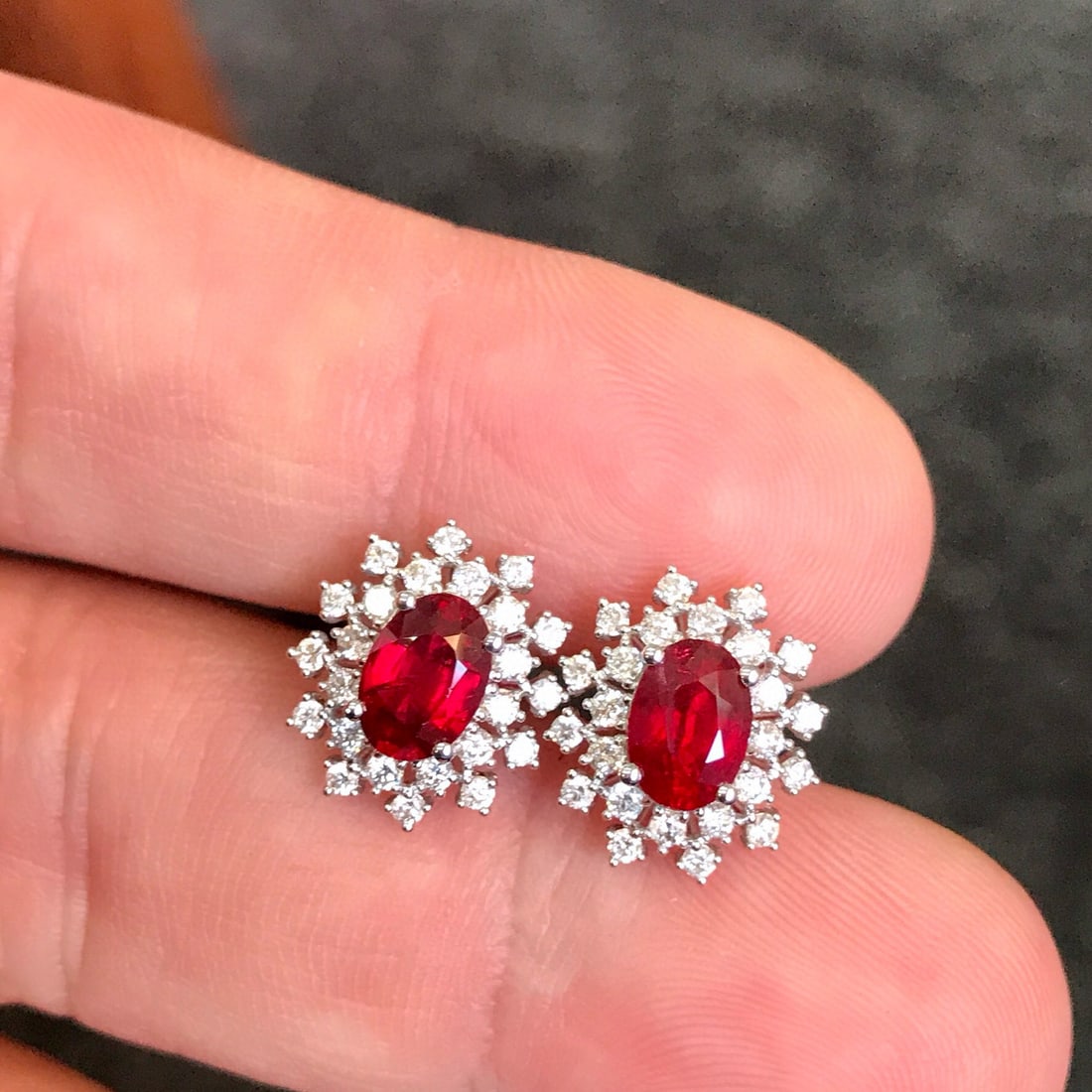 14k Gold 2.26 Ctw Natural Ruby & Diamond Earrings - 3