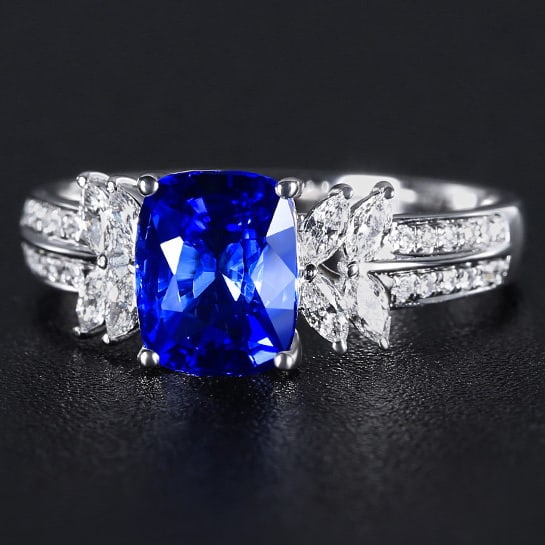 14k Gold 2.39 Ctw Natural Sapphire & Diamond Ring - 2