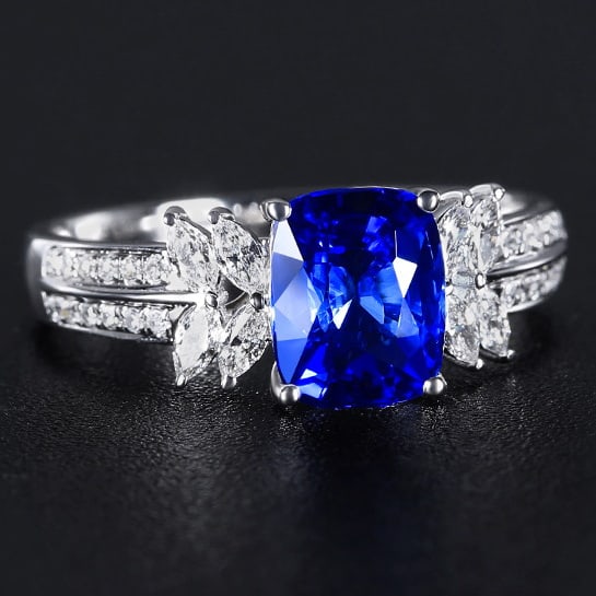 14k Gold 2.39 Ctw Natural Sapphire & Diamond Ring - 3