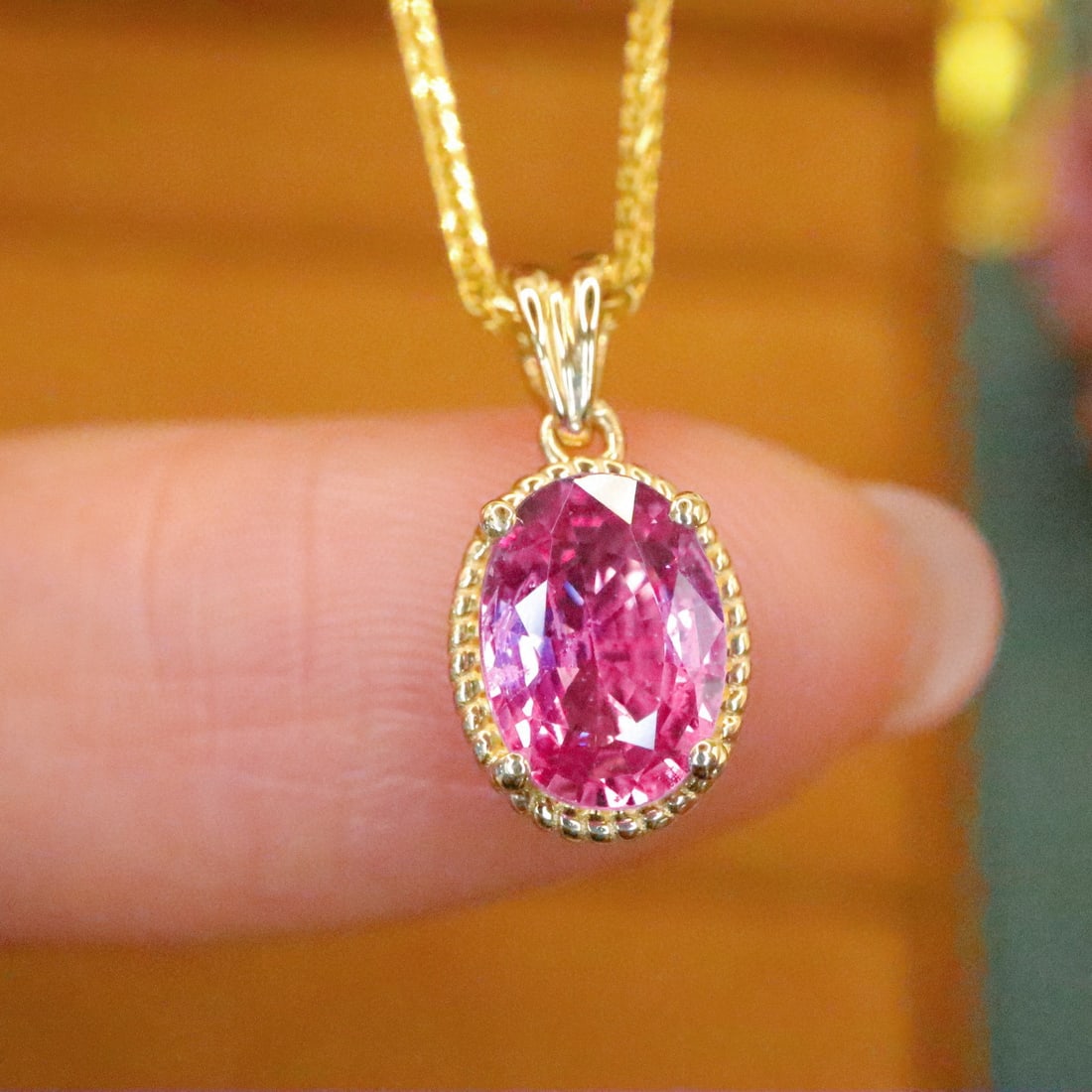 14k Gold 0.96 Ct Natural Padparadscha Sapphire Pendant( Without Chain ) - 5