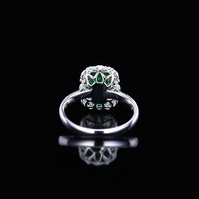14k Gold 1.26 Ctw Vivid Green Natural Emerald & Diamond Ring - 5