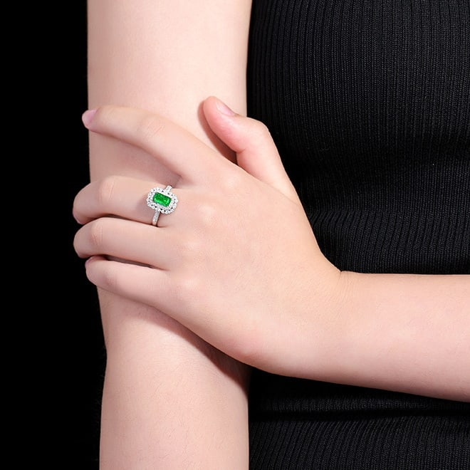 14k Gold 1.26 Ctw Vivid Green Natural Emerald & Diamond Ring - 6