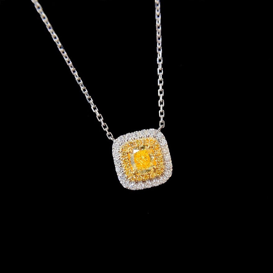 14k Gold 0.42 Ctw Natural Yellow Diamond & Diamond Necklace (1 of 5)