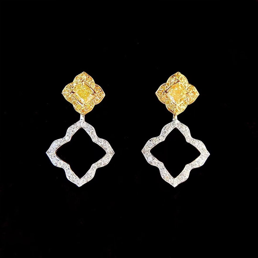 14k Gold 0.65 Ct Natural Color Diamond Earrings - 6