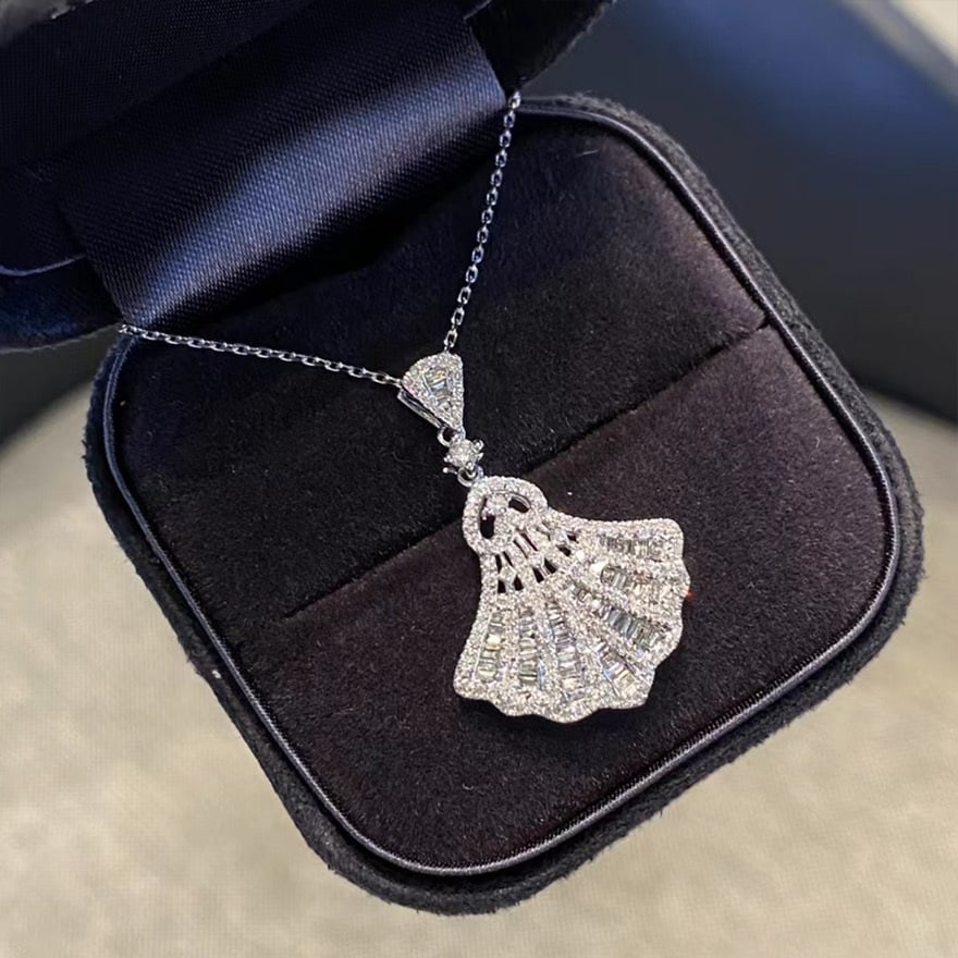 14k Gold 0.70 Ct Natural H Diamond Necklace - 2