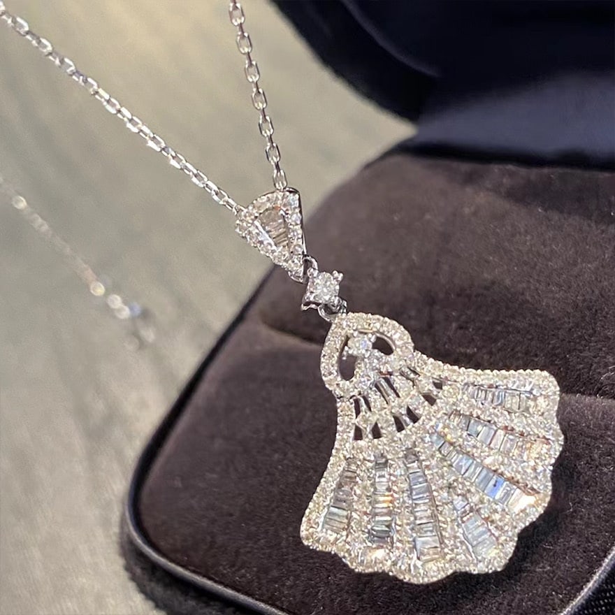 14k Gold 0.70 Ct Natural H Diamond Necklace - 4