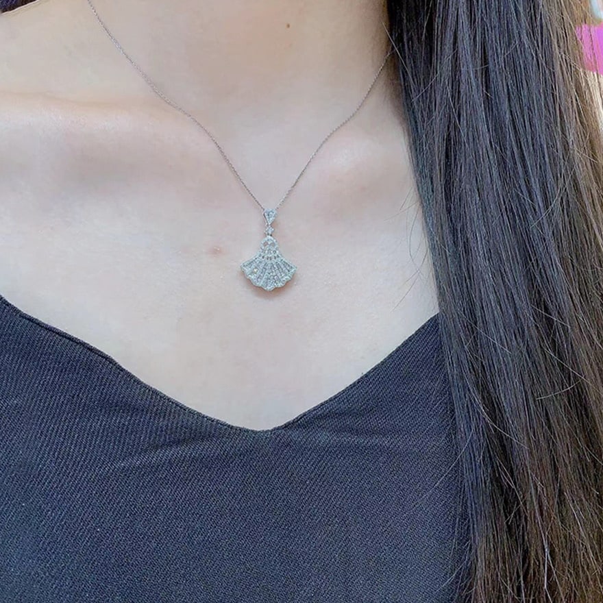 14k Gold 0.70 Ct Natural H Diamond Necklace - 5
