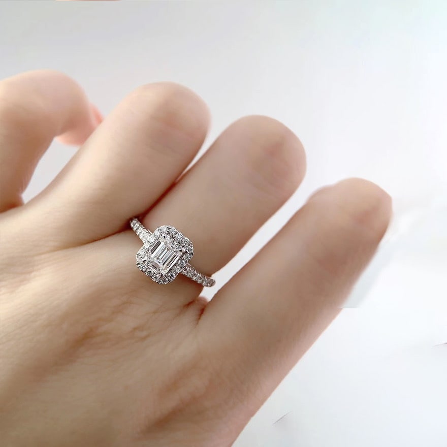 Gia Certified 14k Gold 0.5 Ct Natural J Vs2 Emerald Diamond Ring - 4