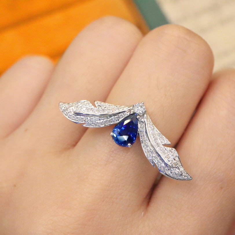 14k Gold 1.47 Ctw Natural Sapphire & Diamond Ring - 4