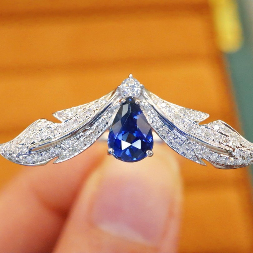 14k Gold 1.47 Ctw Natural Sapphire & Diamond Ring - 5