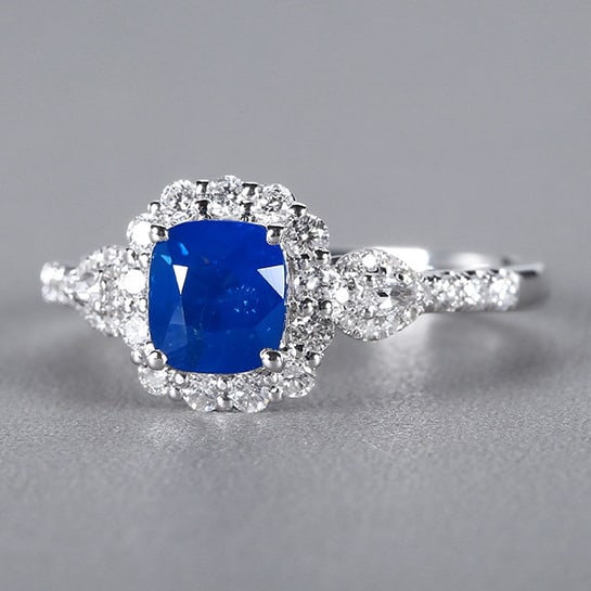 14k Gold 1.59 Ctw Natural Sapphire & Diamond Ring - 2
