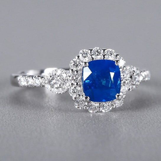 14k Gold 1.59 Ctw Natural Sapphire & Diamond Ring - 3