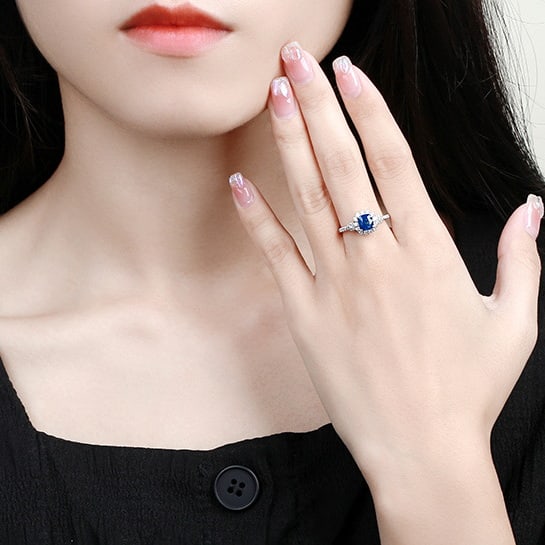 14k Gold 1.59 Ctw Natural Sapphire & Diamond Ring - 5