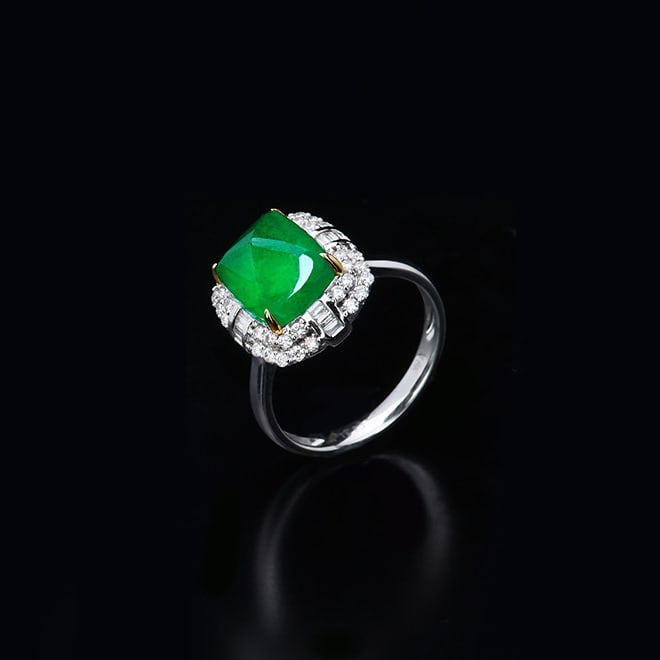 14k Gold 4.79 Ctw Vivid Green Natural Emerald & Diamond Ring - 3