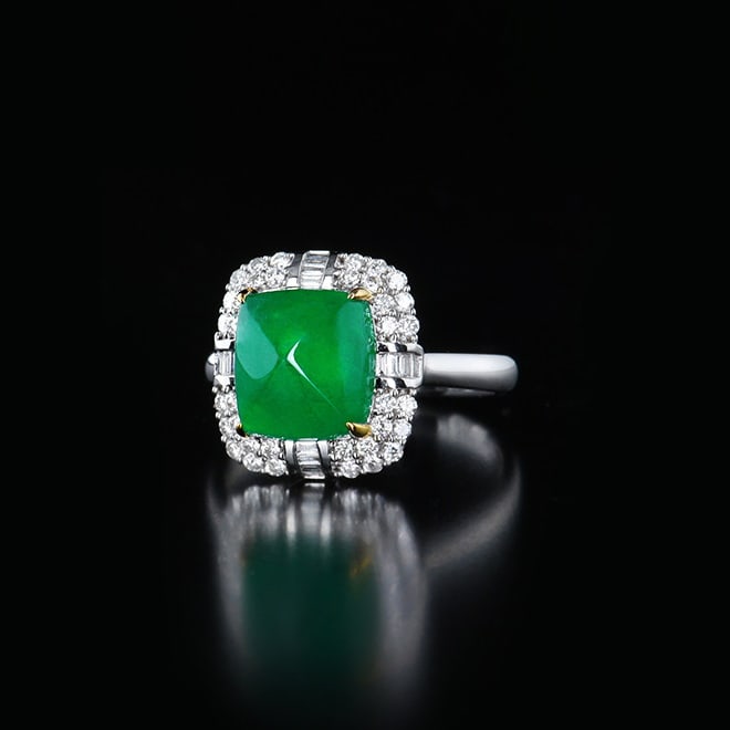 14k Gold 4.79 Ctw Vivid Green Natural Emerald & Diamond Ring - 4