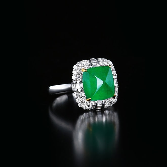 14k Gold 4.79 Ctw Vivid Green Natural Emerald & Diamond Ring - 5