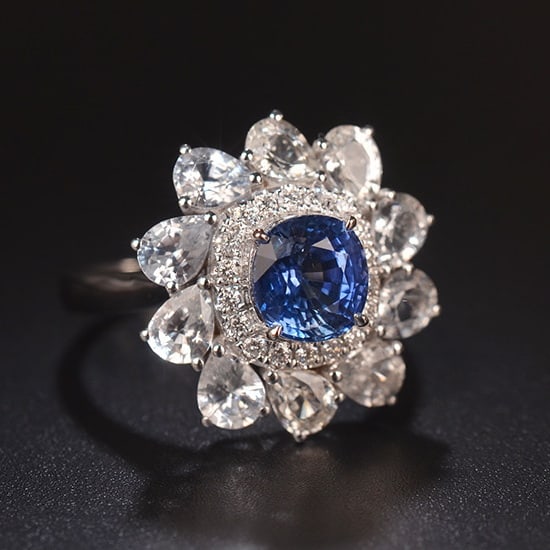 14k Gold 1.89 Ctw Natural Sapphire & Diamond Ring - 2