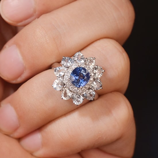 14k Gold 1.89 Ctw Natural Sapphire & Diamond Ring - 5