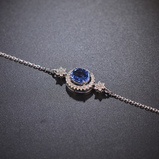 14k Gold 1.68 Ctw Natural Sapphire & Diamond Bracelet - 2