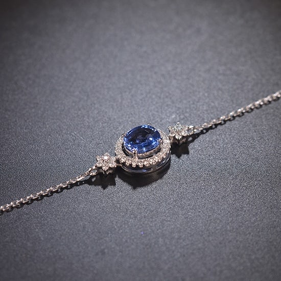 14k Gold 1.68 Ctw Natural Sapphire & Diamond Bracelet - 4