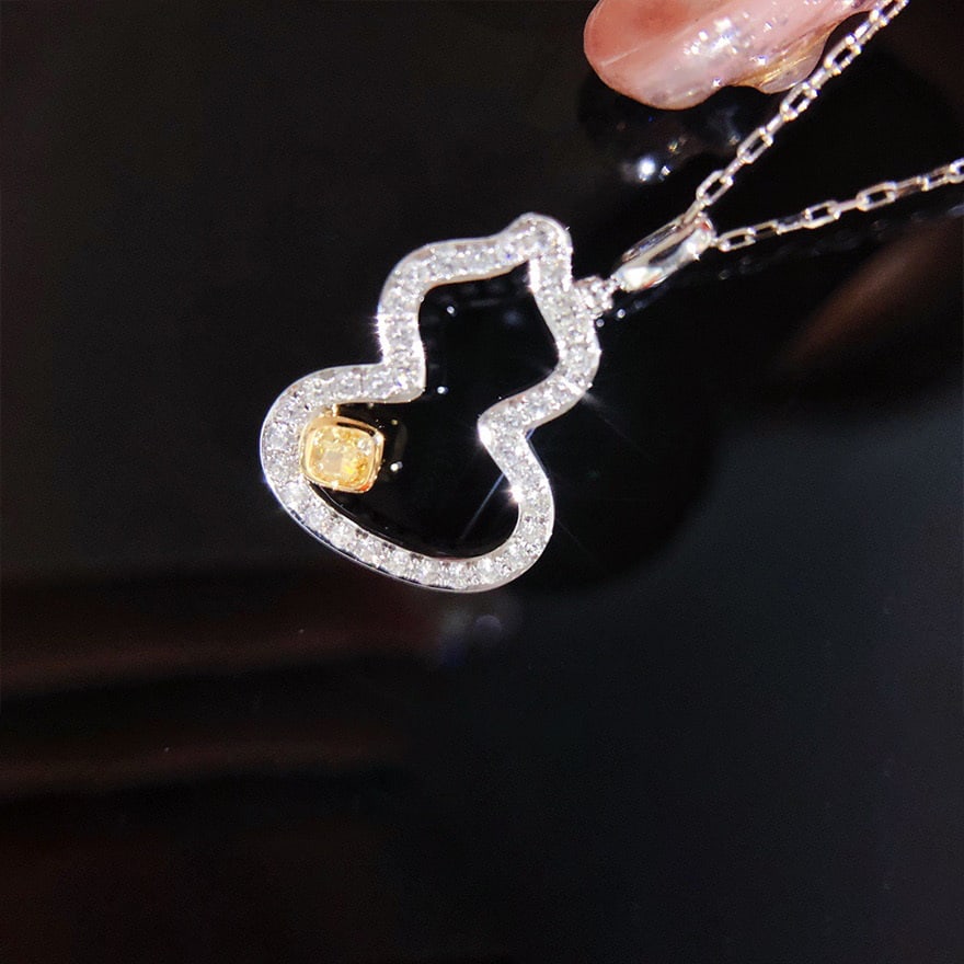 14k Gold 0.40 Ctw Natural Yellow Diamond & Diamond Pendant( Without Chain ) - 5