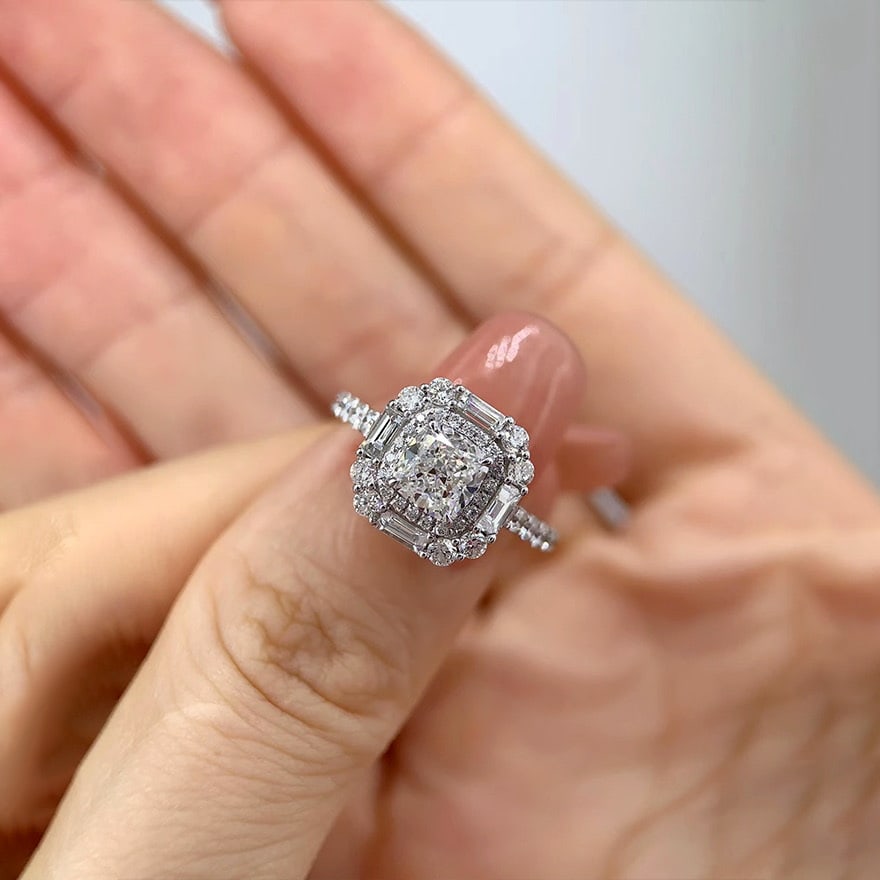 Gia Certified 14k Gold 1 Ct Natural H Vs2 Cushion Diamond Ring - 3