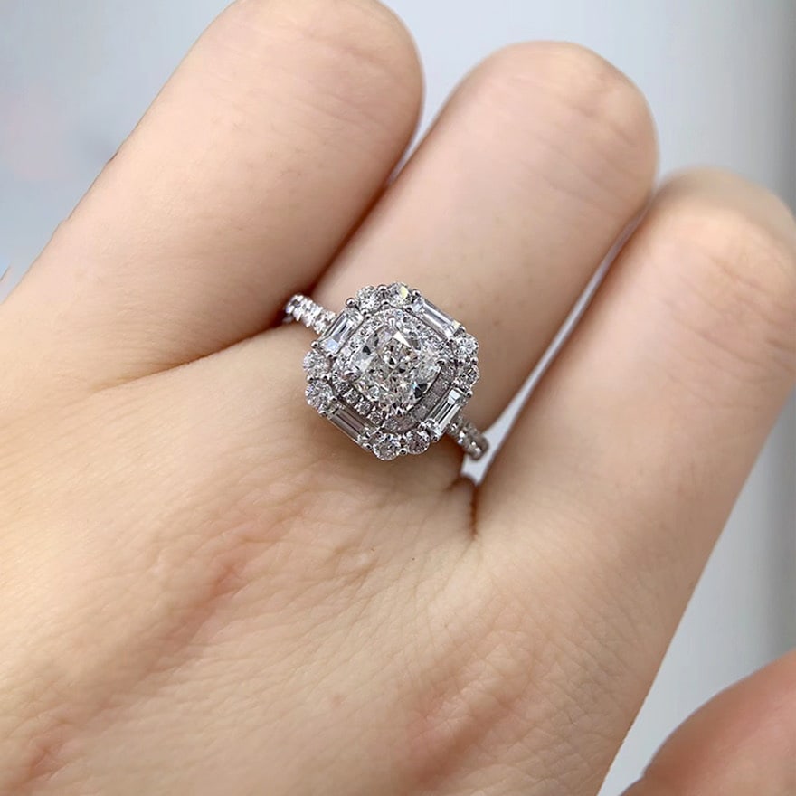 Gia Certified 14k Gold 1 Ct Natural H Vs2 Cushion Diamond Ring - 5