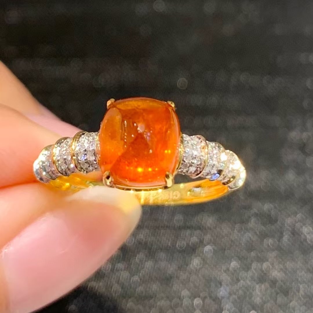 14k Gold 3.6 Ct Natural Spessartine & Diamond Ring - 2