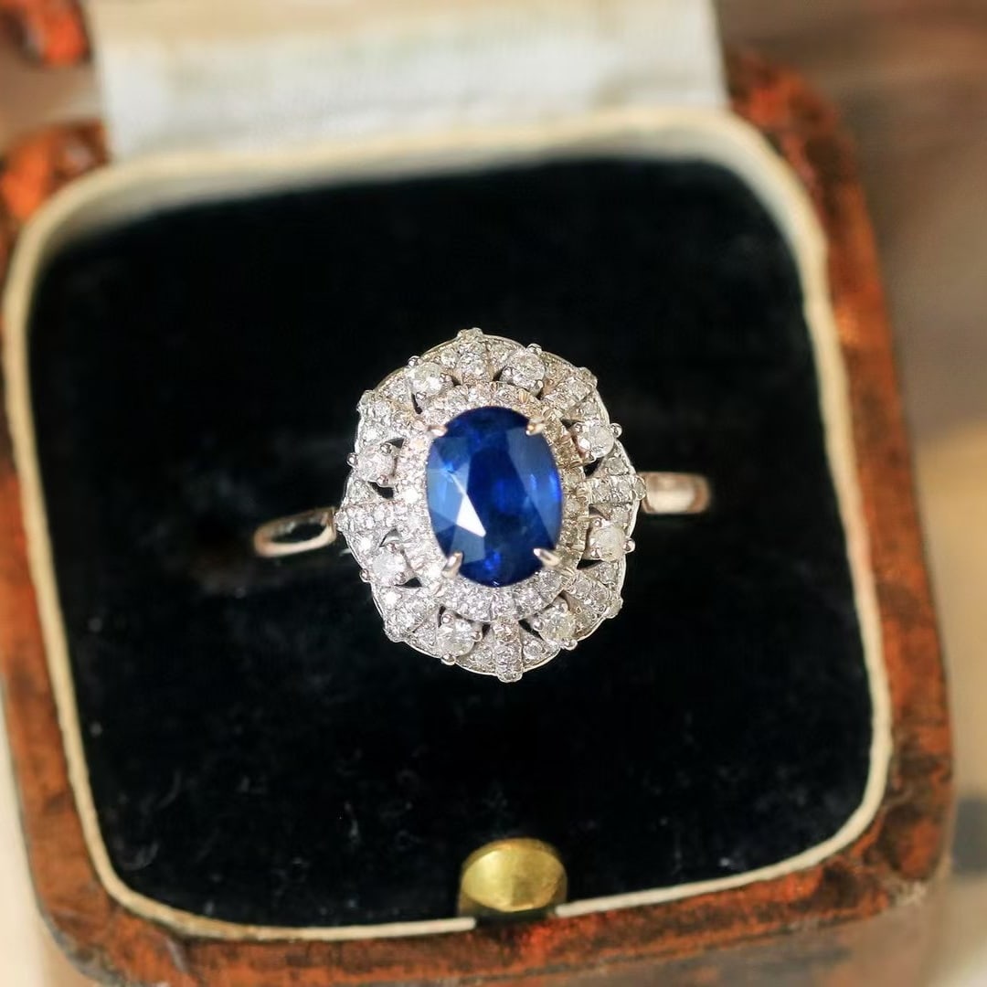 14k Gold 1.61 Ctw Natural Sapphire & Diamond Ring - 2