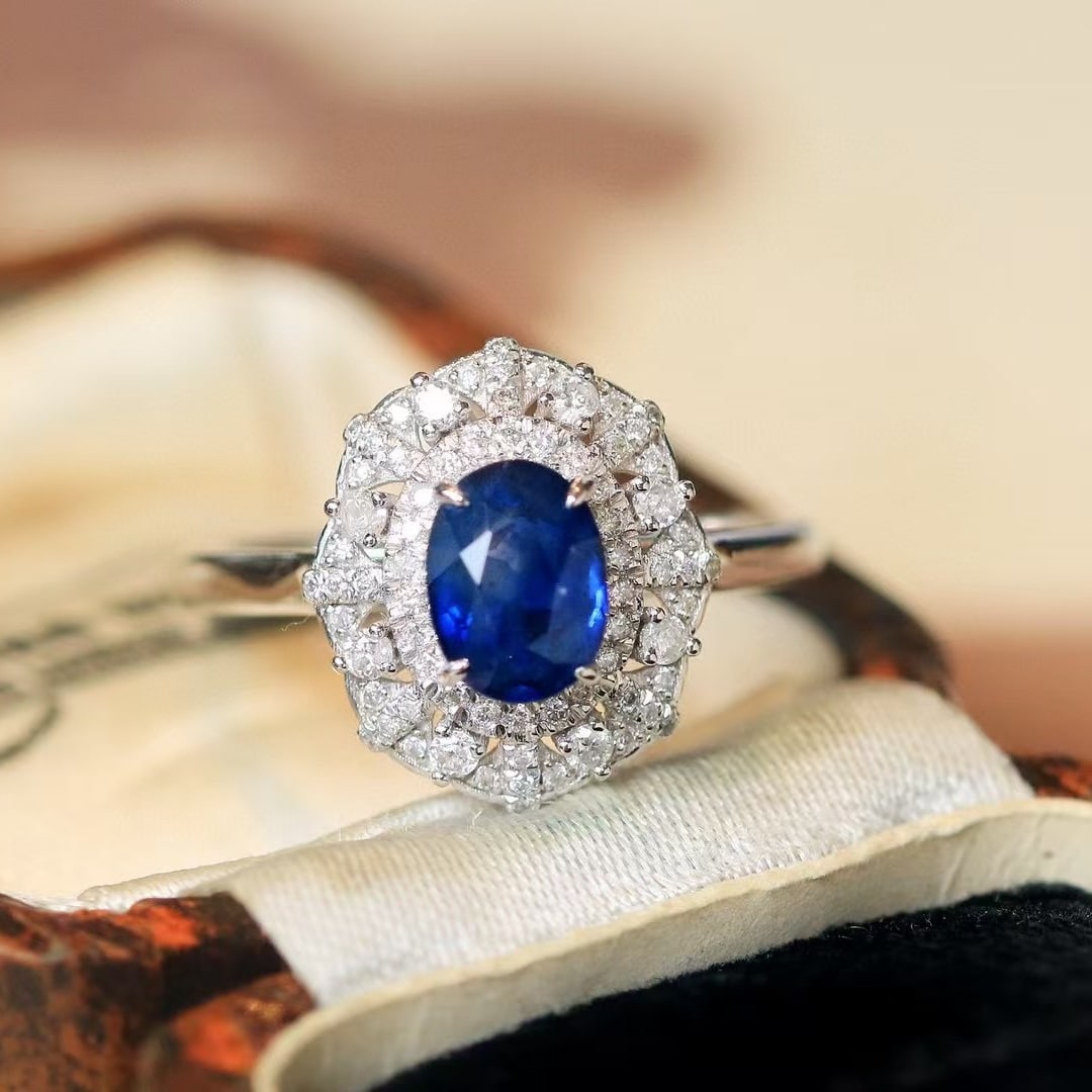 14k Gold 1.61 Ctw Natural Sapphire & Diamond Ring - 3