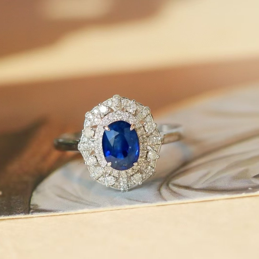 14k Gold 1.61 Ctw Natural Sapphire & Diamond Ring - 4
