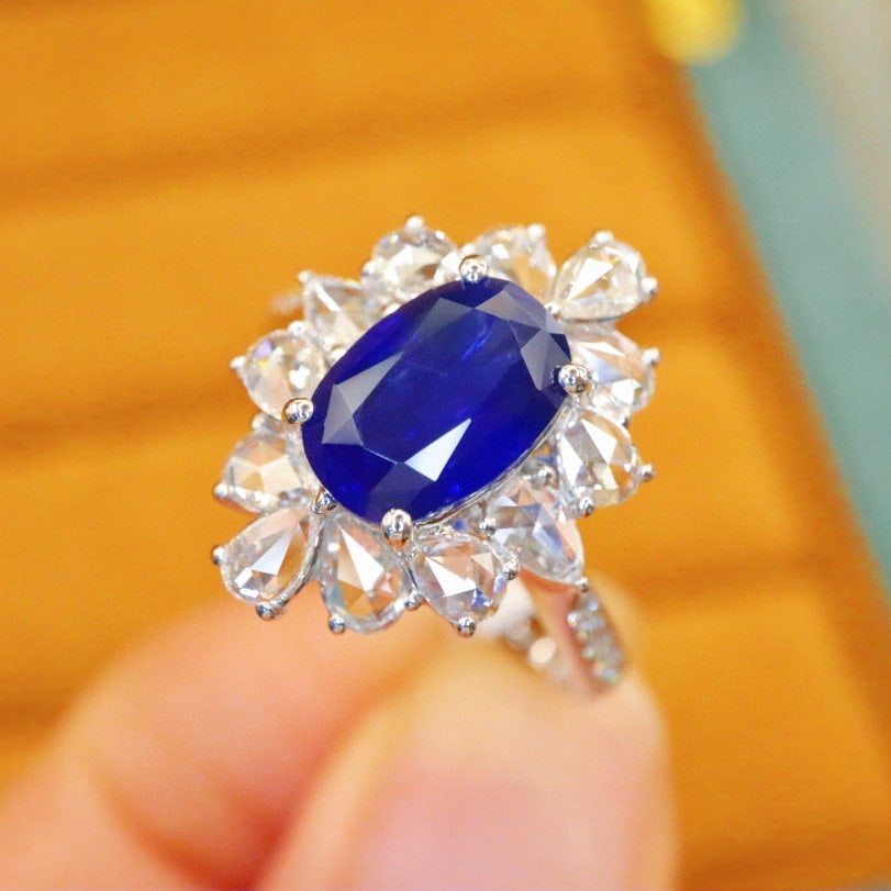 14k Gold 2.94 Ctw Natural Sapphire & Diamond Ring - 3