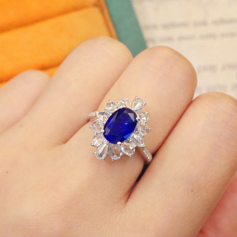 14k Gold 2.94 Ctw Natural Sapphire & Diamond Ring - 5