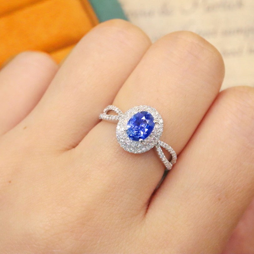 14k Gold 1.02 Ctw Natural Sapphire & Diamond Ring - 5