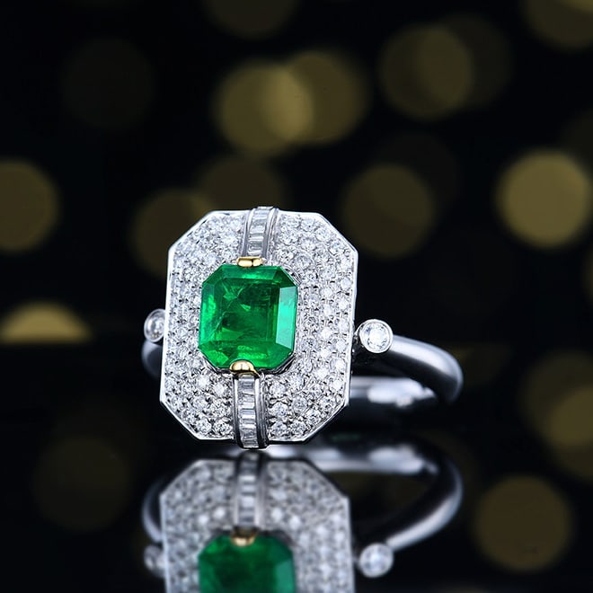 14k Gold 1.75 Ctw Vivid Green Natural Emerald & Diamond Ring/pendant( Without Chain ) - 2