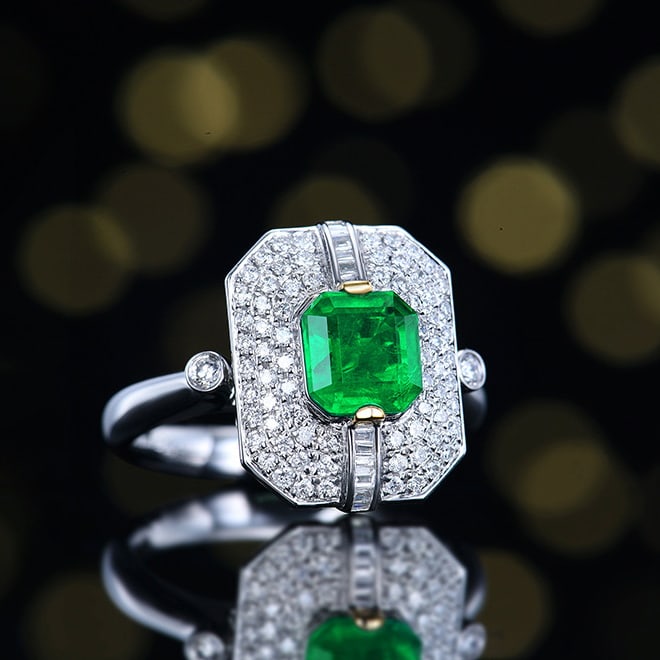 14k Gold 1.75 Ctw Vivid Green Natural Emerald & Diamond Ring/pendant( Without Chain ) - 3