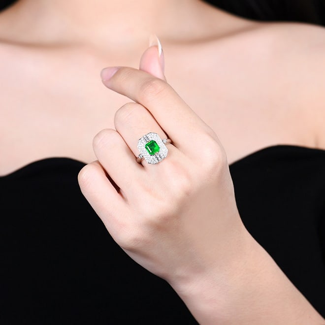 14k Gold 1.75 Ctw Vivid Green Natural Emerald & Diamond Ring/pendant( Without Chain ) - 7