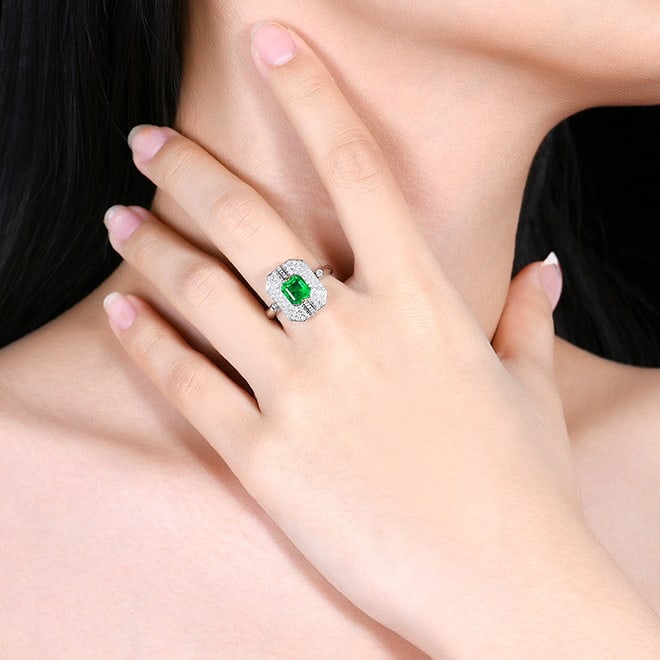14k Gold 1.75 Ctw Vivid Green Natural Emerald & Diamond Ring/pendant( Without Chain ) - 8