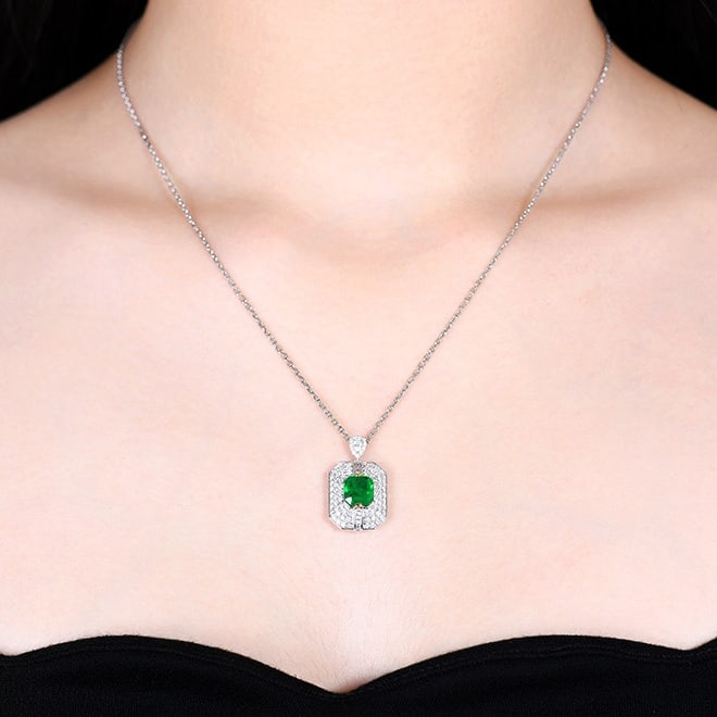14k Gold 1.75 Ctw Vivid Green Natural Emerald & Diamond Ring/pendant( Without Chain ) - 9