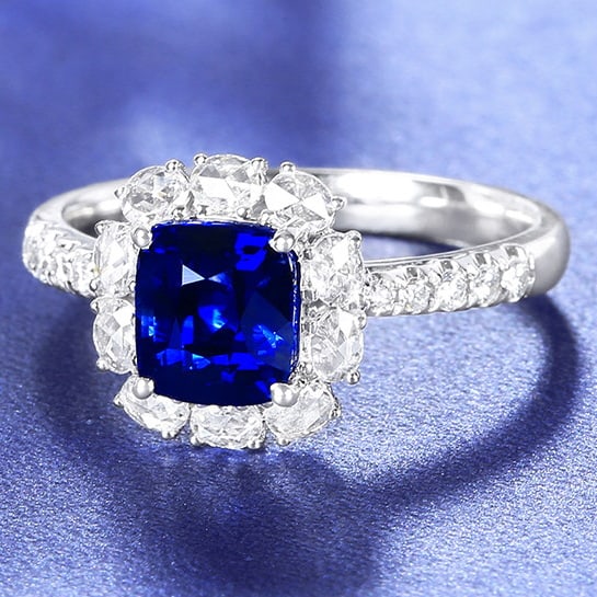 14k Gold 2.45 Ctw Natural Sapphire & Diamond Ring - 2