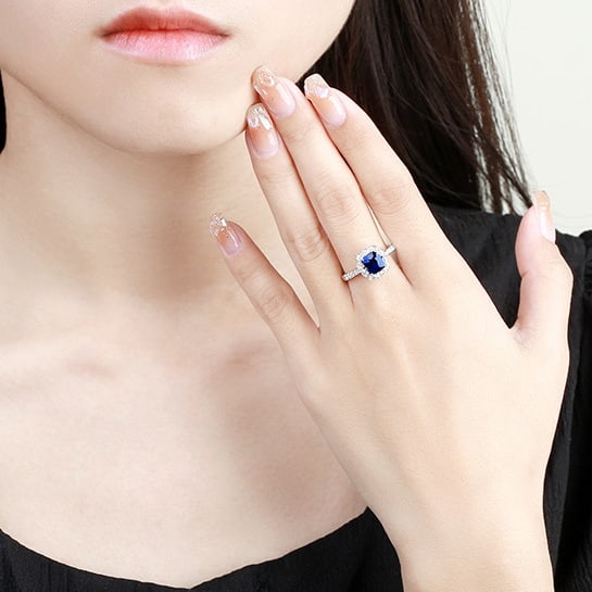 14k Gold 2.45 Ctw Natural Sapphire & Diamond Ring - 6