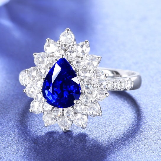 14k Gold 2.12 Ctw Natural Sapphire & Diamond Ring - 2