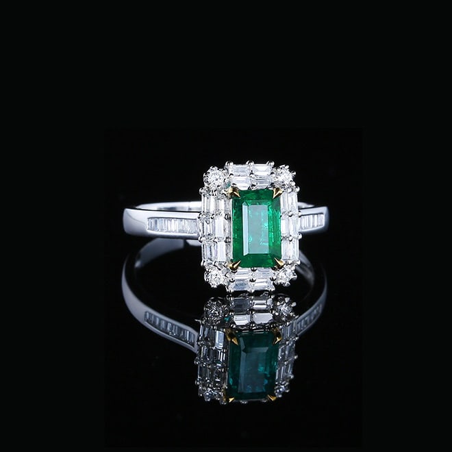 14k Gold 1.72 Ctw Vivid Green Natural Emerald & Diamond Ring - 3